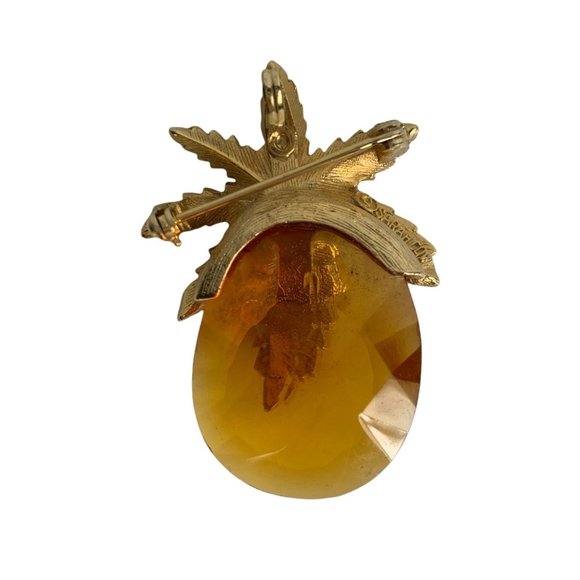 Sarah Coventry Pineapple Brooch Pin Vintage Amber - Picture 2 of 2